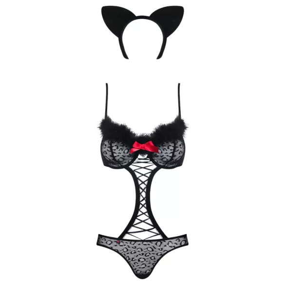 Obsessive Gepardina - Kattesett for Flørtende Dame (svart)