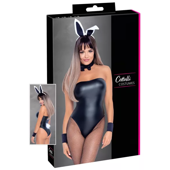 Cottelli Bunny - glinsende sexy kanindrakt (5 deler) - M