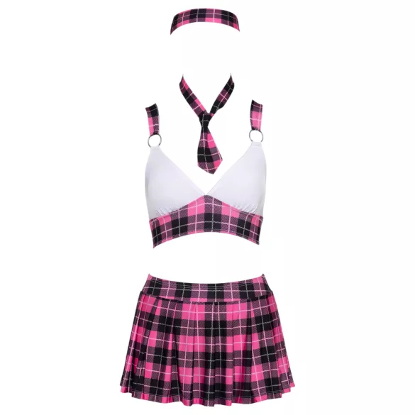 Cottelli - Rutete skolejente kostyme sett (rosa) - M