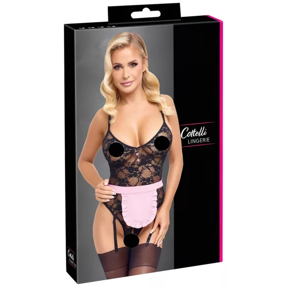 Cottelli - Forførende stuepike drakt (svart-rosa) - XL