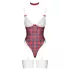 Cottelli - rutete body-sett (rød) - L