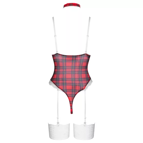 Cottelli - rutete body-sett (rød) - L