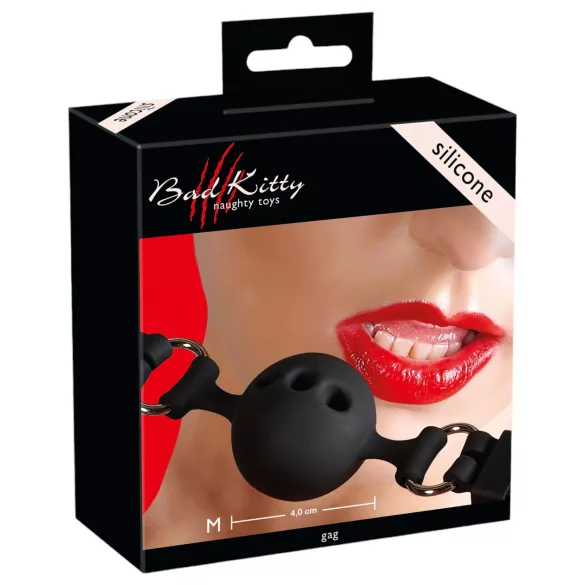 Bad Kitty - silikon munnball, medium (svart)