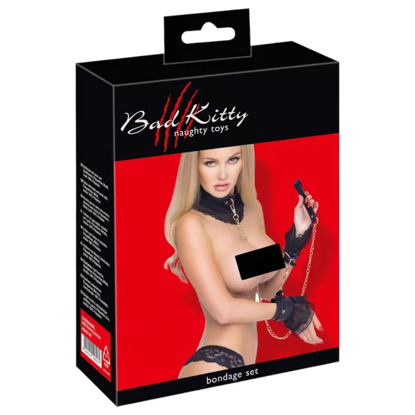 Bad Kitty - rysjete bindingssett (4 deler) - svart
