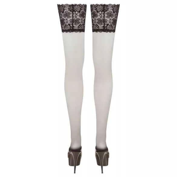 Cottelli - hofteholderstrømper med 15cm blonde (svart) - 5