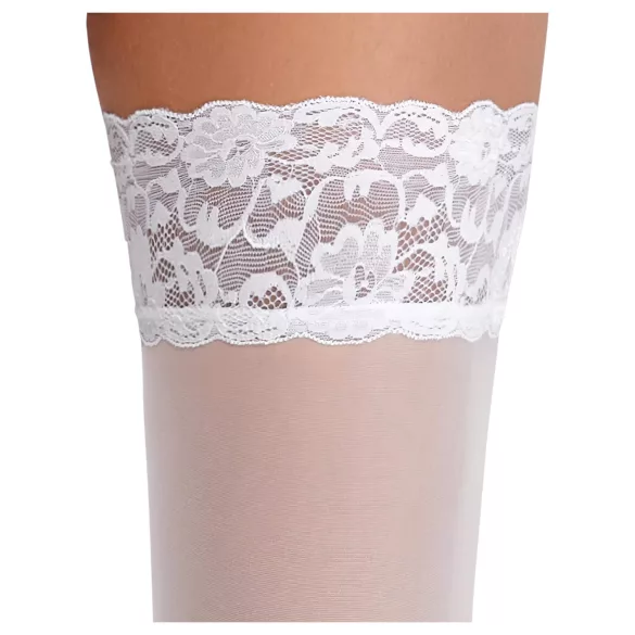Cottelli - Blonder og blomstrete stay-ups (hvit) - 3/M-L