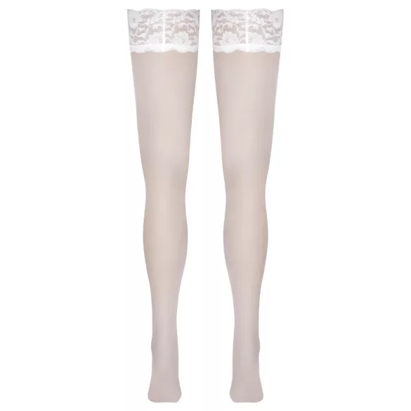 Cottelli - Blonder og blomstrete stay-ups (hvit) - 3/M-L