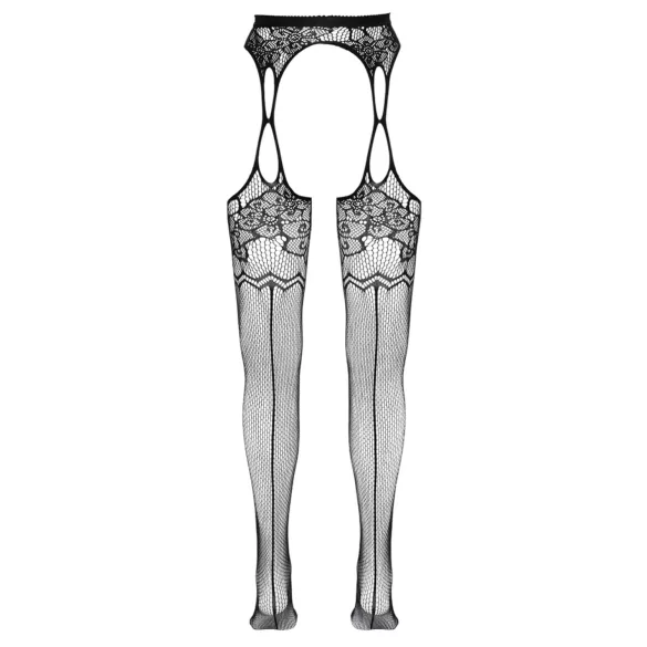 Cottelli - mønstret netting sexy strømpebody/bodystocking - svart (S-L)