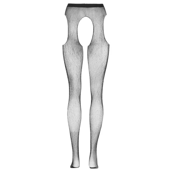 Cottelli Legwear - åpen, glitrende, svart strømpebukse (S-L)