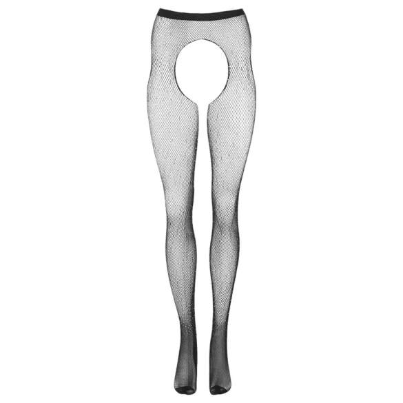 Cottelli Legwear - åpen, glitrende, svart strømpebukse (S-L)