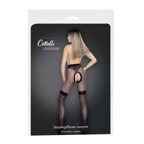 Cottelli - Åpne strømper med nettinnlegg (svart) - 4