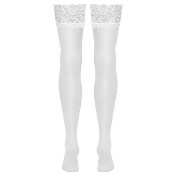 Cottelli - silkeaktige stay-ups (hvit) - M