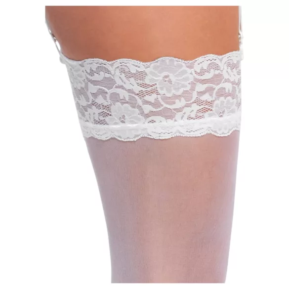 Cottelli - silkeaktige stay-ups (hvit) - L