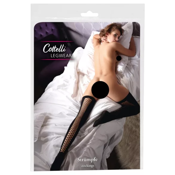 Cottelli - Stay-ups i netting over lår (svart) - S/M