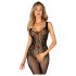 Obsessive G335 - transparent, åpen nett catsuit (svart) - S-L