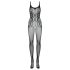 Obsessive G335 - transparent, åpen nett catsuit (svart) - S-L
