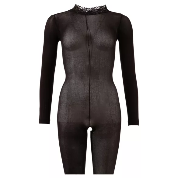 Cottelli - gjennomsiktig catsuit med åpent skritt (svart) - S/M
