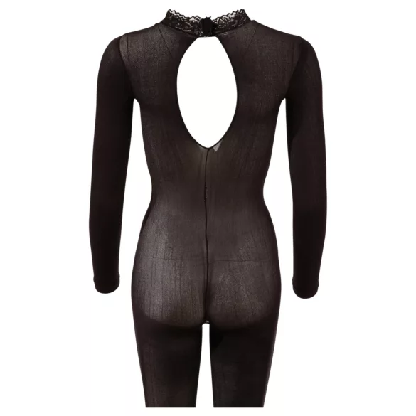 Cottelli - gjennomsiktig catsuit med åpent skritt (svart) - S/M