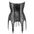 Noir - Leopardsmønstret Strømpeholder Topp (Svart) - M