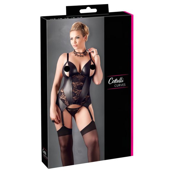 Cottelli - Blomstertopp for kvinner, pluss-størrelse (svart)