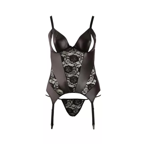 Cottelli - Blomstertopp for kvinner, pluss-størrelse (svart) - XXXL