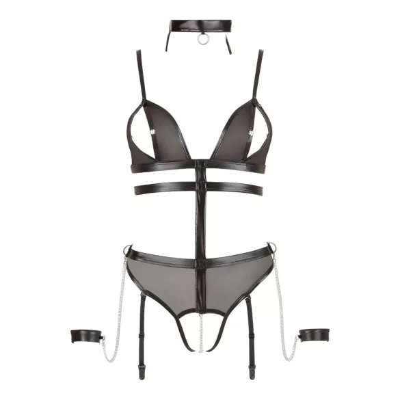Cottelli Bondage - Åpent body med stropper og kjeder (svart) - L