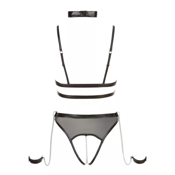 Cottelli Bondage - Åpent body med stropper og kjeder (svart) - L