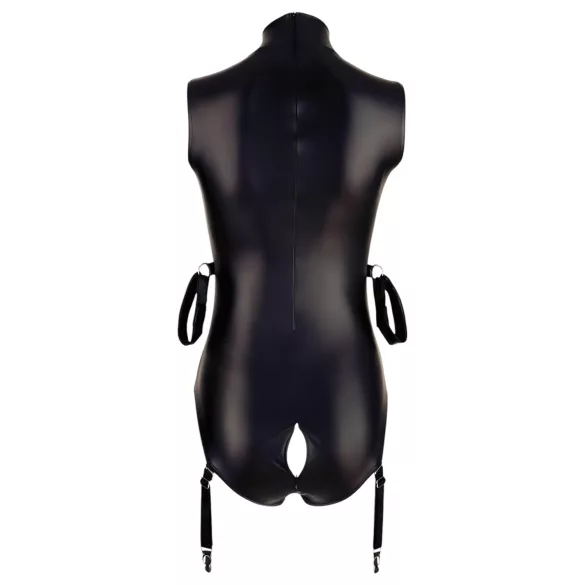 Cottelli Bondage - Glansbody med håndmansjetter (svart)