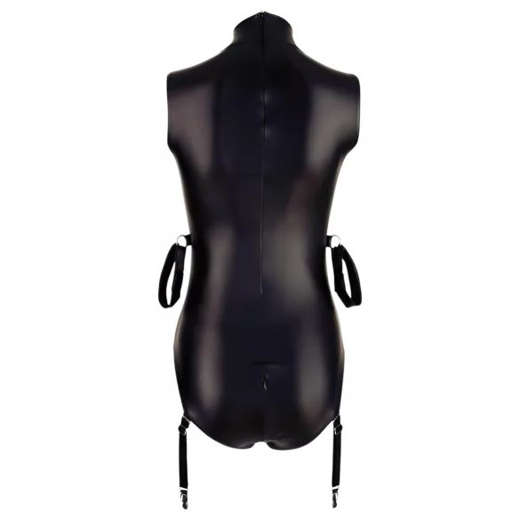 Cottelli Bondage - Glansbody med håndmansjetter (svart)