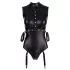 Cottelli Bondage - Glansbody med håndmansjetter (svart) - L