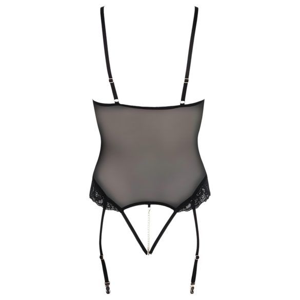 Cottelli Bondage - kropp og håndjern med metallringer (svart) - L