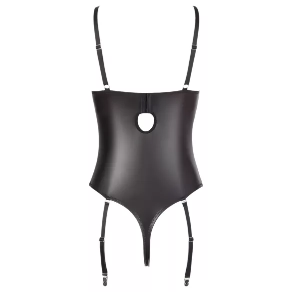 Abierta Fina - glitrende stroppeløs blonde-body (svart) - 80C/M