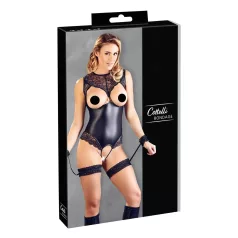   Cottelli Bondage - glinsende åpen kroppsdrakt med håndjern (svart) - L