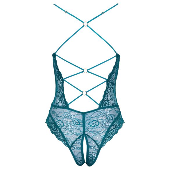 Cottelli - Snøret, åpen blondebody (grønn)