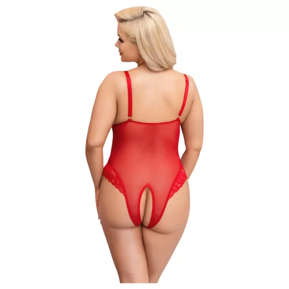 Cottelli Curves - gjennomsiktig blondebody (rød) - 3XL