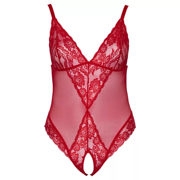 Cottelli Curves - gjennomsiktig blondebody (rød) - 3XL
