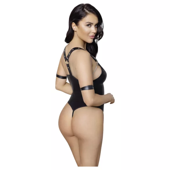 Cottelli Bondage - skinnende, ringet, åpen body (svart)
