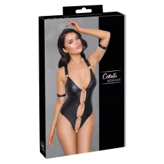 Cottelli Bondage - skinnende, ringet, åpen body (svart) - M