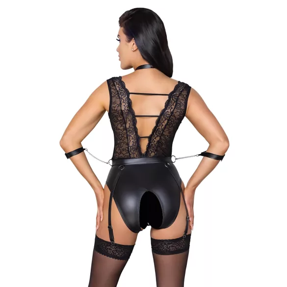 Cottelli Bondage - Blonder og halspynt body (svart)