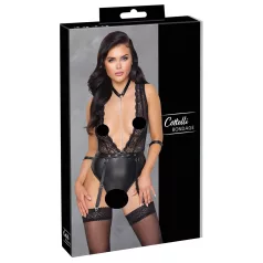 Cottelli Bondage - Blonder og halspynt body (svart) - M