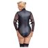 Cottelli Bondage Plus Size - Sort teddy med blondermer - 3XL