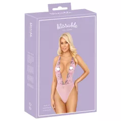Kyssbar - body med rosebroderi (rosa) - L/XL