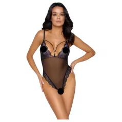 Cottelli - brodert åpen blondebody (svart-lilla) - M