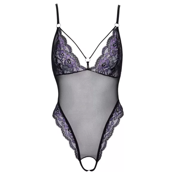 Cottelli - brodert åpen blondebody (svart-lilla) - M
