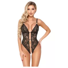 Abierta Fina - åpen blondeteddy med strass (svart)