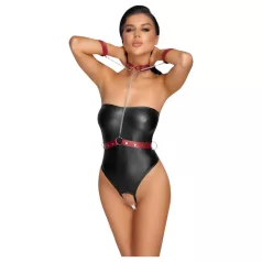 Cottelli Bondage - skinnende body og håndfester (svart) - M