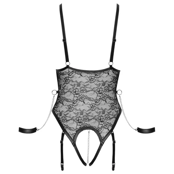 Cottelli Bondage - Åpen body med håndjern (svart) - M