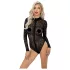 Noir - leopardmønstret, langermet body (svart) - M