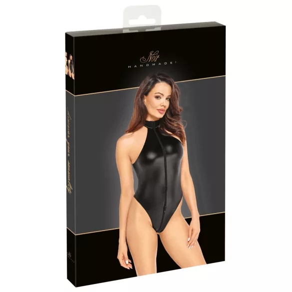 Noir - glansfull halterneck-body (svart) - XL