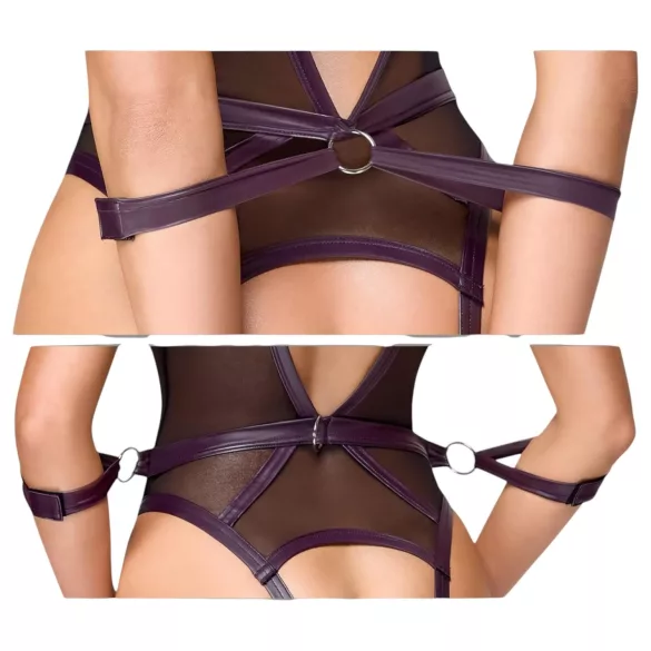 Cottelli Bondage - åpen body og håndleddsmansjetter (svart)